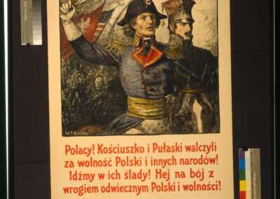 Plakat rekrutacyjny Armii Polskiej we Francji, "Polacy! Kościuszko i Pułaski walczyli za wolność Polski i innych narodów...", Biblioteka Kongresu USA