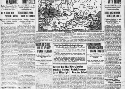 Prasa "Great Falls Daily Tribune" z 1 stycznia 1919, "Poles Conduct Demonstrations at Posen for Paderewski", Biblioteka Kongresu USA